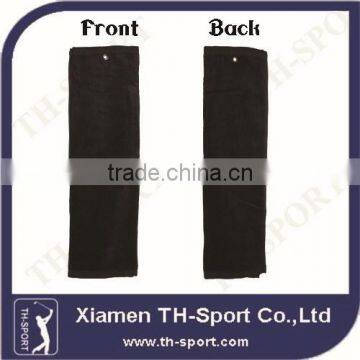 Black Cotton Tri Fold Golf Towel