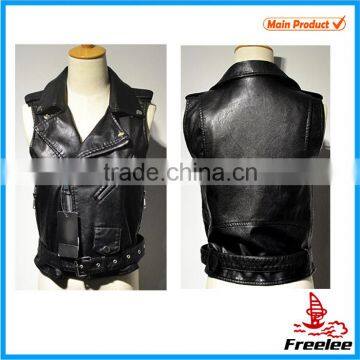 2015 Ladies Sexy Vest, Women Biker Leather Short Vest