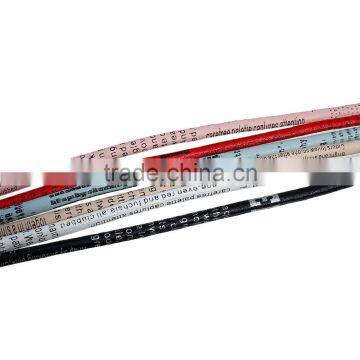 Light Blue English Letters Printed Round PU Leather Cord photo-2