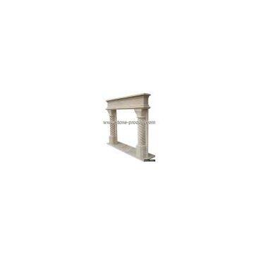 travertine fireplace, white