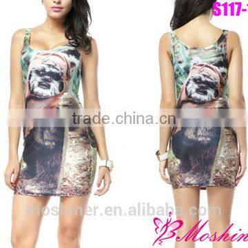 dress 2015 new cool summer ,women sexy dress cartoon Digital Printing party dress for women, fashion dress