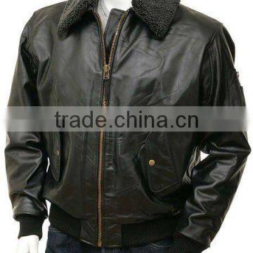 Leather Flight Jacket in Brown: