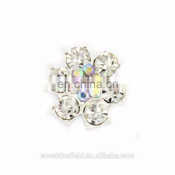 Fashion Style Alloy Colorful Rhinestone Button Clear Crystal for Accessories with High Quality Silver Plating