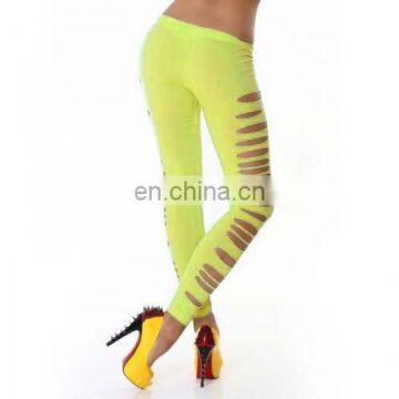 Fashion New Arrival Personality Punk Candy Color Broken Holes Sexy Stretch Soft Pants Legging