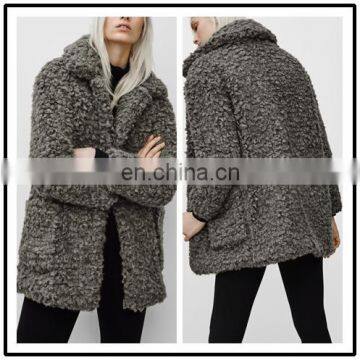 Arabic Women Clothing Sherpa Pocket New Fashable Woolen Clothes Coats NT6698