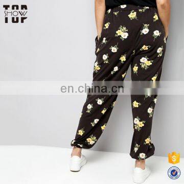 China Suppliers Floral Print Black Womens Plus Size Jogger Pants Women Joggers photo-3
