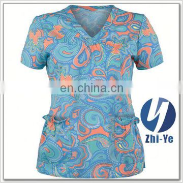 scrub sets latest style printed scrub uniform for nurse