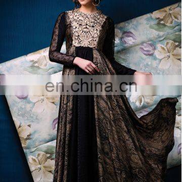 Black colored Satin gown.