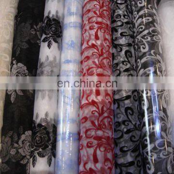 high quality flocking organza curtain home decoration hotel used