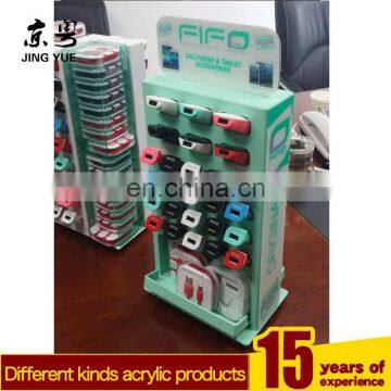 2-side Mobile Phone Displays for Accessories Pegboard Spinner Displays Rotating Acrylic Dual USB Car Charger Holder