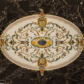 Manufacture Custom Made Hotel Lobby Flooring Design Natural Marble Waterjet Medallion Tiles photo-5