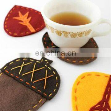 Super Quality Black Color Printing Drink Printed Placemats Felt Round Fabric Coasters photo-6