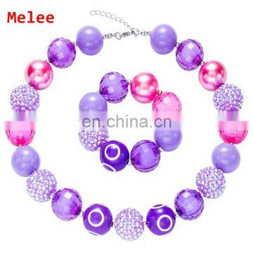 Girl Purple necklace bracelet Set Kids Boutique Beauty Charms Necklace 2pcs Set