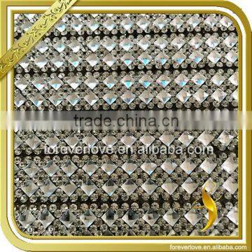 Bling diamante trimming glue hot fix rhinestone crystal net mesh FRM-201