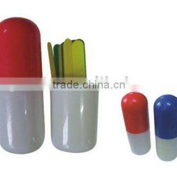 Plastic Tongue Depressor in Capsule Shape Container