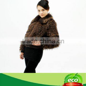 2013 New Style Warm Red Genuine Elegent Women Real Raccoon Dog Fur Vest On Sale