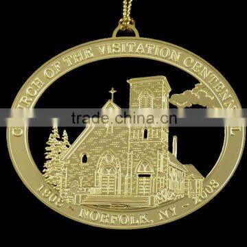 custom made etched solid brass ornament