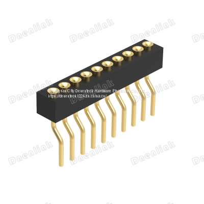 Dnenlink 1.27mm Pitch Single Row H2.0mm Concave Contact Right Angle Female Header DIP Type PogoPin Header photo-4