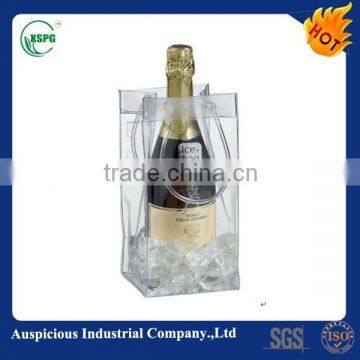 PVC single gel cooler wine bag with liquid and bottom gusset