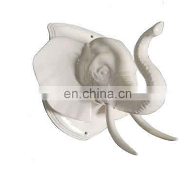 New Factory Custom unique office animal head hanging ceramic elephant wall decor