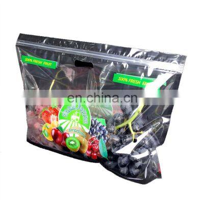 Food grade custom printed ziplock fruit vegetable plastic packaging bag with handle and air hole