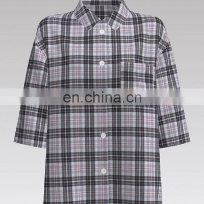 Fashion Trend PolyCotton Seersucker Plaid Fabric for Blouses and Shirt