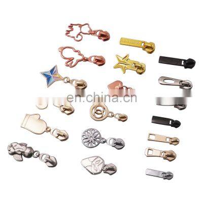 Wholesale Fancy Metal Zipper Slider Design Custom Logo Classic Style Waterproof Zipper Puller For Garment