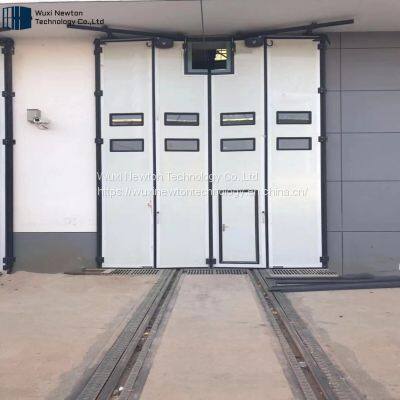 Automatic Horizontal Sliding Folding Insulated Aluminum Door Industrial photo-2