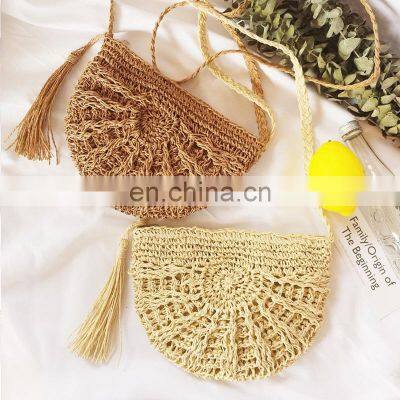 Haft Moon Straw Pure clutch crossbody bag with handle Strap Vintage Fashional Bag Cheap WHolesale in Bulk