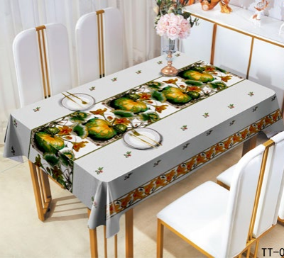 Lovely Pumpkin Pattern PVC Tablecloth, Waterproof, Oil-proof, Easy to Clean, Perfect for Home Dining and Festive Decoration photo-3