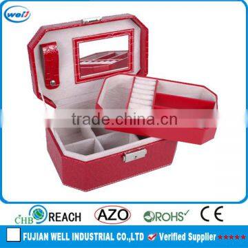 exquisite leather cheap jewelry box with mirror