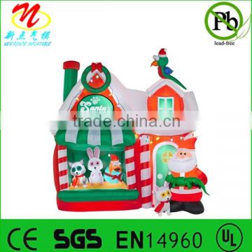 Gemmy Christmas decoration inflatable Santa's workshop with pets