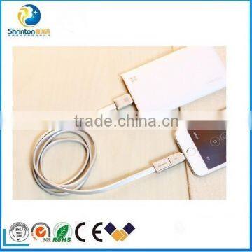 REMAX New Product 2 in 1 USB Cable Metal Connector 2.1A Fast Charging Data Cable For Iphone And Samsung Devices