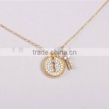 Wholesale Fashion Silver Lock and Key Pendant 925 Solid Silver Gold Plated Necklace photo-4