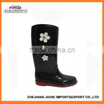 Decorated Flowers Knee Women' Cheap PVC Rain Boots