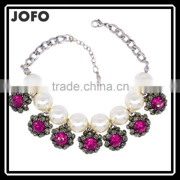 Korean Style Beautiful New Alloy Fashion Flower Pendant Pearl Bracelet