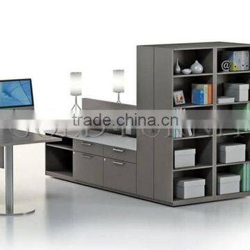 Modern Grey Wooden Workstation Pedestal with Bookshelf/Bookcase(SZ-WS469)