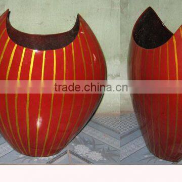 An unique design: A 12xH30cm beautiful Vietnam lacquer flower vase