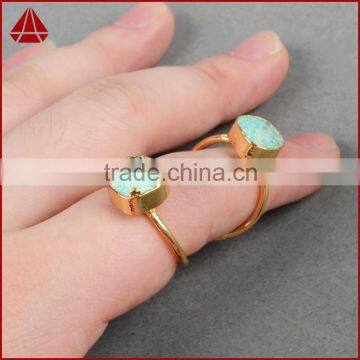 Turquoise Gold Turquoise Double Stone Wire Twisted Ring photo-5