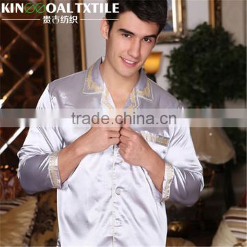 Sexy luxury 100% silk men long satin nightgowns