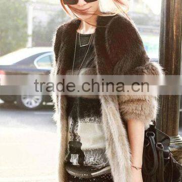 QD20089 Genuine Knitting Mink Fur Jacket 2013