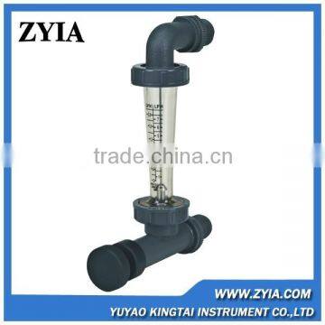 Zyia logo durable plastic tube type elbow flow meter with valve/pvc water flow meter