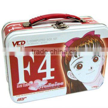 tin lunch box,handle tin, tin box with printing