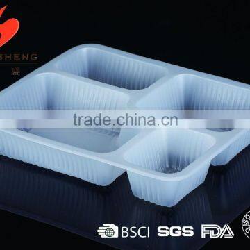 1100ml Eco-friendly disposable plastic divided food tray, with 4 compartment disposable food tray