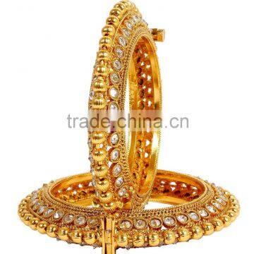 Indian Ethnic Crystal Polki Gold plated Bangles Bracelets