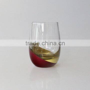 Wholesale red gold color design stemless egg shaped wine glass popular handblown crystal