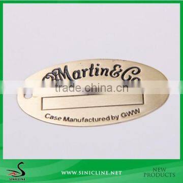 Sinicline Oval Bronze Metal Label Tag with Black Painting Logo