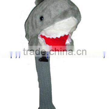 custom design plush shark golf culb head covers with sock