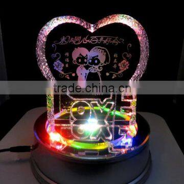 Crystal Heart Photo Frame With Led Base photo-3