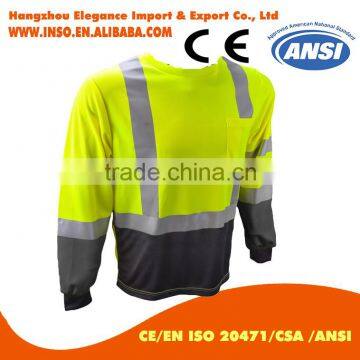 ANSI high visibility reflective Long Sleeves two tone cotton shirt hi vis